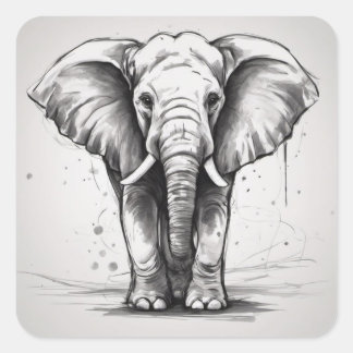 Cute Elephant Vierkante Sticker