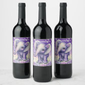 Cute Elephant violet Baby shower Étiquette de vin (Bouteilles)
