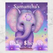 Cute Elephant violet Baby shower Étiquette de vin (Étiquettes simples)