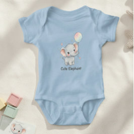 Cute Elephant Watercolor Balloon Baby Bodysuit