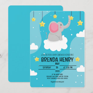 Cute Elephant Waterverf Baby shower Aankondiging