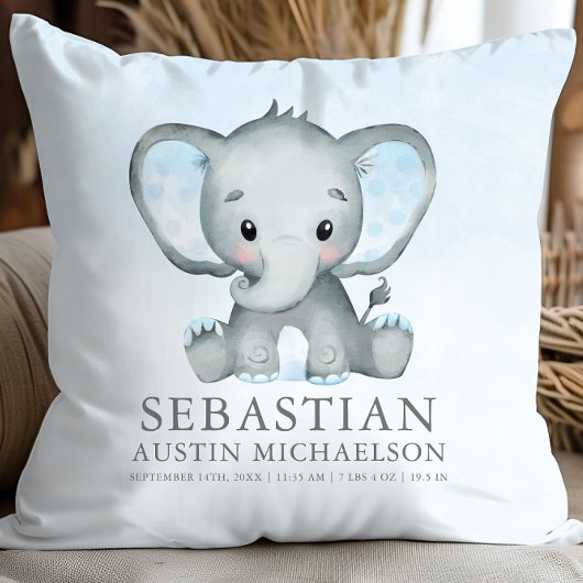 Cute Elephant Waterverf Boy Baby Kussen