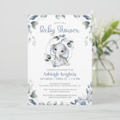 Cute Elephant Waterverf Greenery Baby shower Kaart (Staand voorkant)