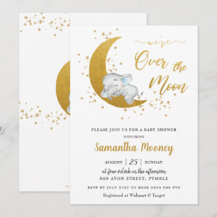 Cute Elephant We zijn over het Moon Boy Baby showe Kaart