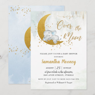Cute Elephant We zijn over het Moon Boy Baby showe Kaart