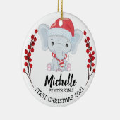 Cute Elephant Winter Holiday Baby's 1st Kerstmis Keramisch Ornament (Rechts)