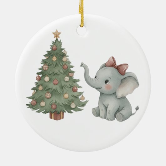 Cute Elephant with Christmas Tree Ornament (Achterkant)
