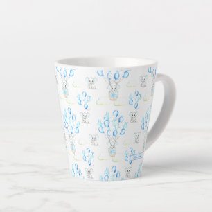 Cute Elephants-ballonnen & Clouds Baby Boy Pattern Latte Mok