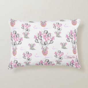 Cute Elephants-ballonnen en wolken babymeisje Accent Kussen