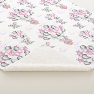 Cute Elephants-ballonnen en wolken babymeisje Sherpa Deken