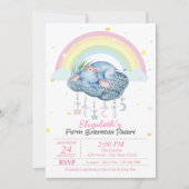 Cute Elephants Rainbow Stars Birthday Kaart (Voorkant)