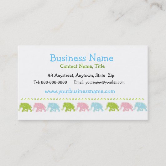 Cute Elephants Visitekaartje (Voorkant)