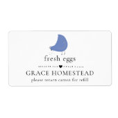 Cute élevage de poulet Blue Oeuf Carton Étiquette (Devant)