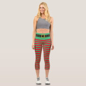 Cute elf costume vert rayé capri leggings (Recto)