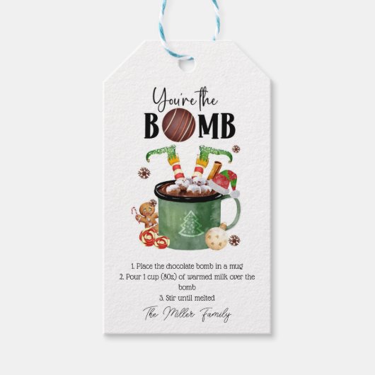 Cute Elf Hot Chocolate Bomb-kerstcadeautje Cadeaulabel (Voorkant)