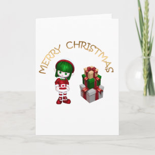 Cute Elf Kerstmis Feestdagen Kaart