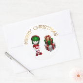 Cute Elf Kerstmis Ronde Sticker (Envelop)