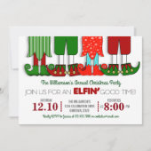 Cute Elf Kerstparty Uitnodigingen (Voorkant)