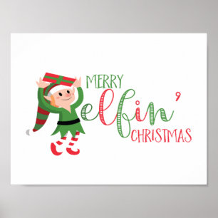 Cute Elf Merry Elfin Kerstmis Poster