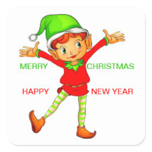 Cute Elf Merry Kerstmis en Happy Nieuwjaarskleurig