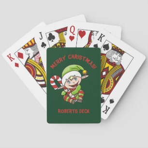 Cute Elf met Candy Cane-kerstkaarten Pokerkaarten