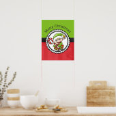 Cute Elf met kerstriet Kerst Poster (Keuken)