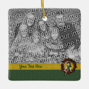 Cute Elf on Wreate Holiday Foto Keramisch Ornament