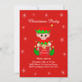 Cute Elf op uitnodiging van de Rode Kerstpartij (Voorkant)