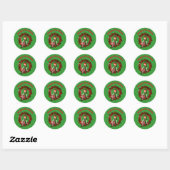 Cute Elf op Wreate Kerstfeestdag Ronde Sticker (Vel)
