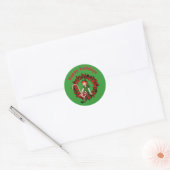 Cute Elf op Wreate Kerstfeestdag Ronde Sticker (Envelop)