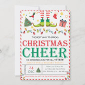 Cute Elf Pine treeFête de Noël Invitations (Devant)