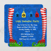 Cute Elf Stocking Invitation de la fête de Noël (Devant / Derrière)