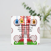Cute Elf Stocking Ugly Sweater Party Invite Kaart (Staand voorkant)