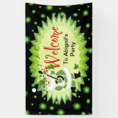 Cute Elf Welcome to Holiday Slumber Party Spandoek (Verticaal)