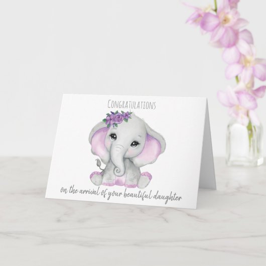 Cute Ellie nieuwe babykaart Kaart (Orchidee)
