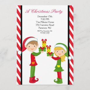 Cute Elves Decorting Tree Kerstparty nodigt uit Kaart