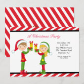 Cute Elves Kerstparty nodigt uit Kaart (Voorkant / Achterkant)