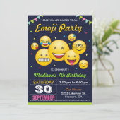 Cute Emoji Birthday Party Kaart (Staand voorkant)
