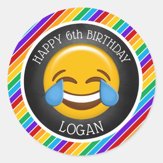 Cute Emoji Birthday Party Ronde Sticker (Voorkant)