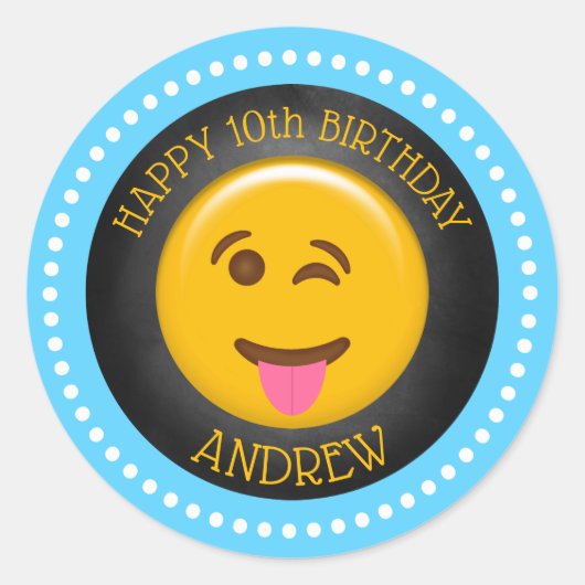 Cute Emoji Birthday Party Ronde Sticker (Voorkant)