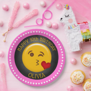 Cute Emoji Girl's Birthday Party Papieren Bordje