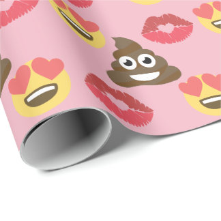 Cute Emoji in liefde, Poop emoji & kisses Cadeaupapier