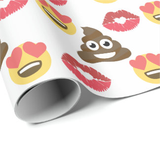 Cute Emoji in liefde, Poop emoji & kisses Cadeaupapier