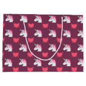 Cute Emoji Unicorn en Hearts Pattern Large Cadeautasje (Achterkant)