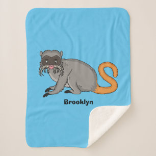 Cute Emperor Tamarin illustration cartoon Sherpa Deken
