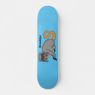 Cute Emperor Tamarin illustration cartoon Skateboard