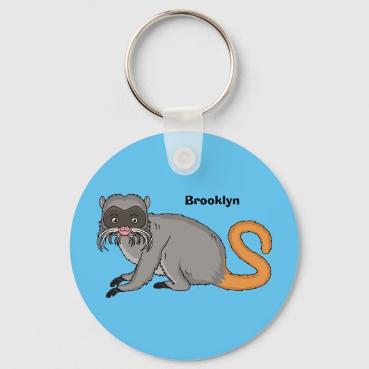 Cute Emperor Tamarin illustration cartoon Sleutelhanger (Voorkant)