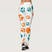 Cute Empreinte de patte & Coeurs Leggings - Orange (Dos)