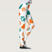 Cute Empreinte de patte & Coeurs Leggings - Orange (Droite)