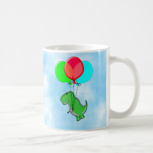 Cute en Angry Dino vliegen met partijballonnen Koffiemok